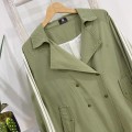 Military Green Mid-Length Trench Coat